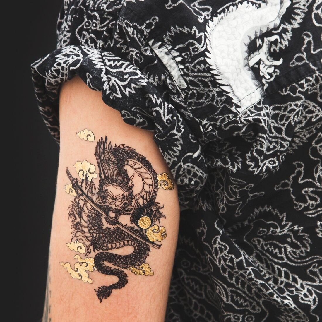 Buy 5 Get 5 Free] Dragon Tiger Eagle Temporary Tattoo Skull - Temu